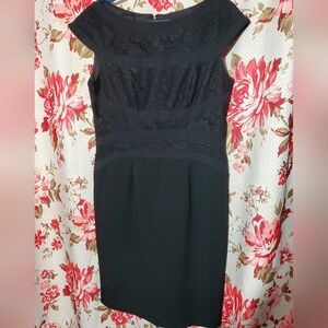 Adrianna Papell Black Lace Mini Dress 10